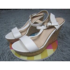 MICHAEL By MICHAEL SHANNON Sandals Womens Size 10 White Strappy Cork Wedge